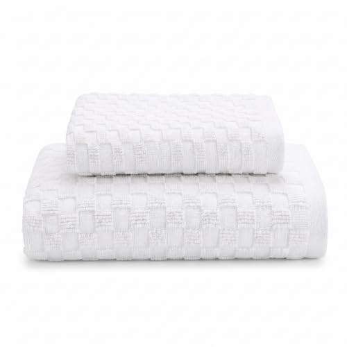White Cotton Washcloth Set - Soft Absorbent 2 Piece for Face & Body - Variation of THIS listing