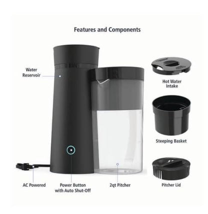 2-Quart Iced Tea & Coffee Maker - 8-Cup Capacity, Fast Brew, Adjustable Strength
