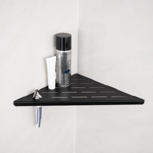 2-Pack Stainless Steel Corner Shower Shelves Matte Black - Rustproof & Reversible