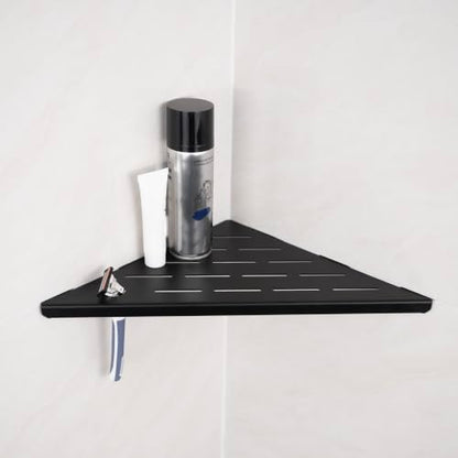 2-Pack Stainless Steel Corner Shower Shelves Matte Black - Rustproof & Reversible