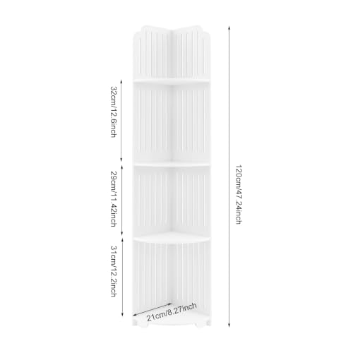White Corner Shelf Organizer - Narrow PVC Bathroom Storage Stand
