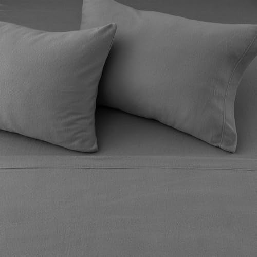 Great Bay Home 4 Piece Micro Fleece King Grey Sheet Set | Super Soft, Cozy Extra Plush Polar Fleece Bedding Sheets & Pillowcases | Microfleece Winter Sheets (King, Paloma Grey)