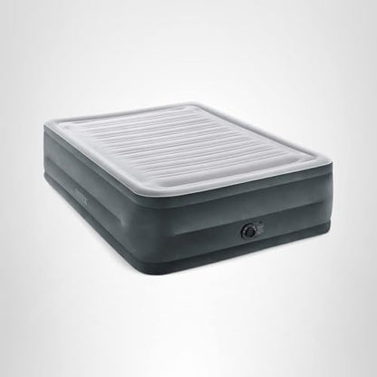 Intex 64417ED 22in Queen Dura-Beam Comfort Plush High-Rise Inflatable Air Mattress with Built in Pump for Travel and Camping, 600lb Weight Capacity