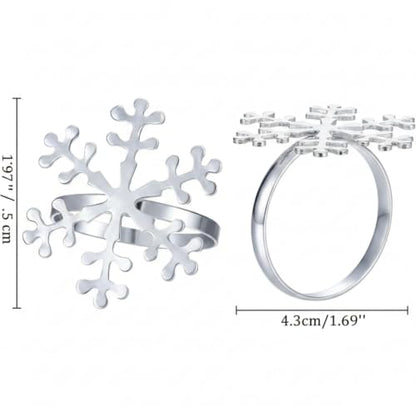 Christmas Snowflake Napkin Rings Set - Silver, 12 Pack