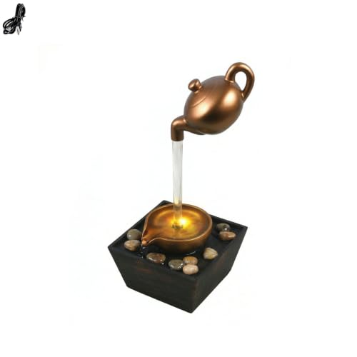 Bronze Floating Teapot Water Fountain with LED Lights - Home Decor