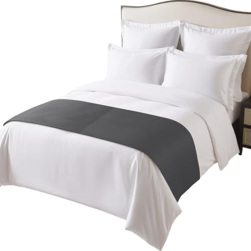Charcoal Satin Bed Runner for Queen Size Bed - 83 x 20 Inches Modern Minimalist Decor
