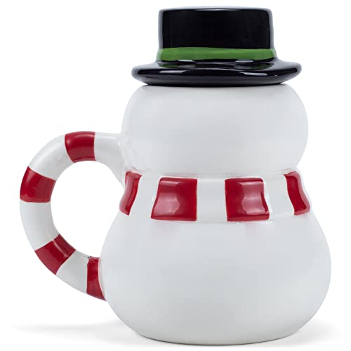 Snowman Mug with Black Top Hat Christmas Character - 17oz Ceramic Coffee Tea Cup - Whimsical Holiday Gift - Variation: Snowman