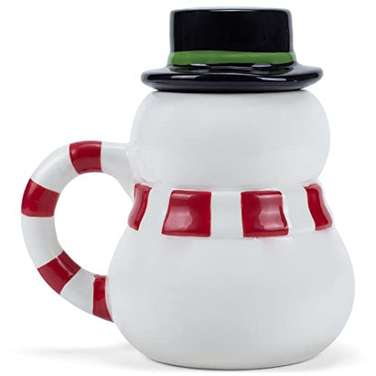 Snowman Mug with Black Top Hat Christmas Character - 17oz Ceramic Coffee Tea Cup - Whimsical Holiday Gift - Variation: Snowman