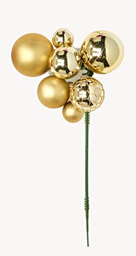 Christmas Ornament Picks Set of 12 - Gold Holiday Decor