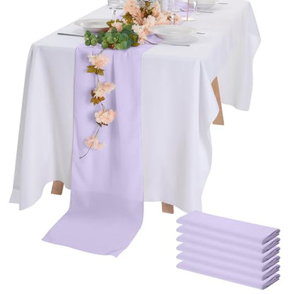 Lavender Chiffon Table Runner 14x108 Inches Set of 6 - Elegant Wedding & Party Decor