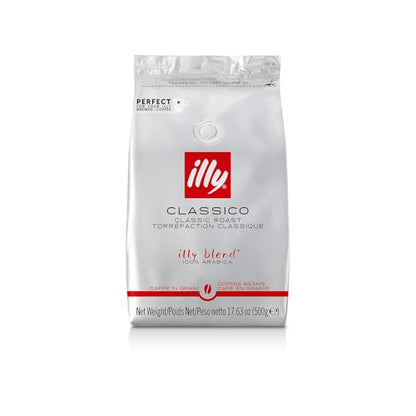 illy Whole Bean Coffee - Perfectly Roasted Beans – Classico Medium Roast - with Notes of Caramel, Orange Blossom & Jasmine - 100% Arabica - No Preservatives – 17.6 Ounce