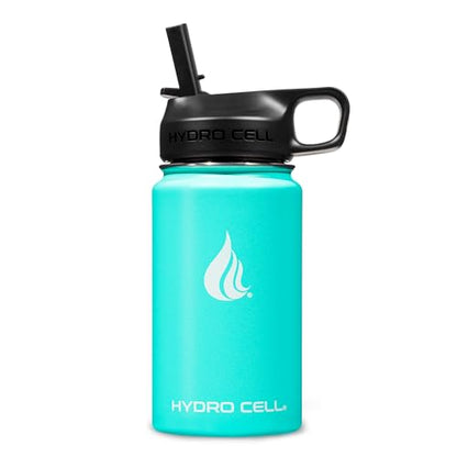 HYDRO CELL Stainless Steel Insulated Water Bottle with Straw - For Cold & Hot Drinks - Metal Vacuum Flask with Screw Cap and Modern Leakproof Sport Thermos for Kids & Adults (Teal 14oz)