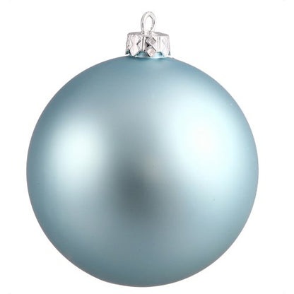 4-Inch Baby Blue Matte Christmas Ornament - Shatterproof & UV Resistant - Pack of 6
