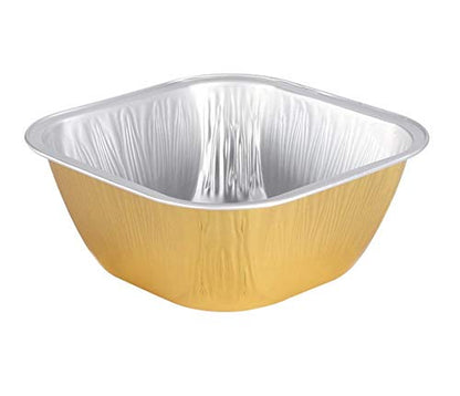 KEISEN Square 4" 8oz 230ml 100/PK Disposable Aluminum Foil Cups for Muffin Cupcake Baking Bake Utility Ramekin Cup (Gold)