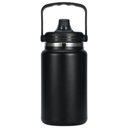 Olerd 135oz/1 Gallon Coffee Insulated Thermoses for Travel - Large Insulated Water Jug Classic Vacuum Bottle with Straw - 4.0L Stainless Steel Ice buckets for Hiking Fishing（Black）