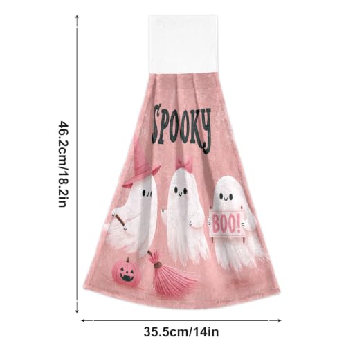 Halloween Ghosts Bows Pumpkins Spiderwebs Kitchen Hand Towels Set - 2 Pieces