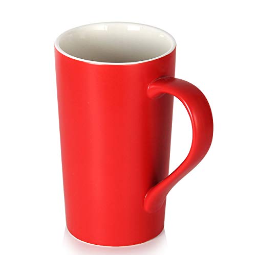 20 oz Large Coffee Mug Set with Handle - Red, Tall Ceramic Cups for Dad Men, Set of 2