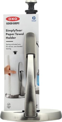 OXO Good Grips SimplyTear Paper Towel Holder - Stainless Steel (Silver & Black)