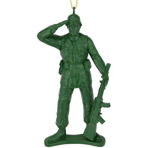 Vintage Army Soldier Christmas Ornament - Green Toy Military Figurine