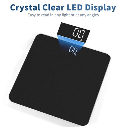 Vitafit Scale for Body Weight, High Accuracy 0.1lb by Our Professional Factory Since 2001, Digital Weight Scale LED and Step On, 3*AAA Batteries Included, 400lb/182kg, Spray Silver Black