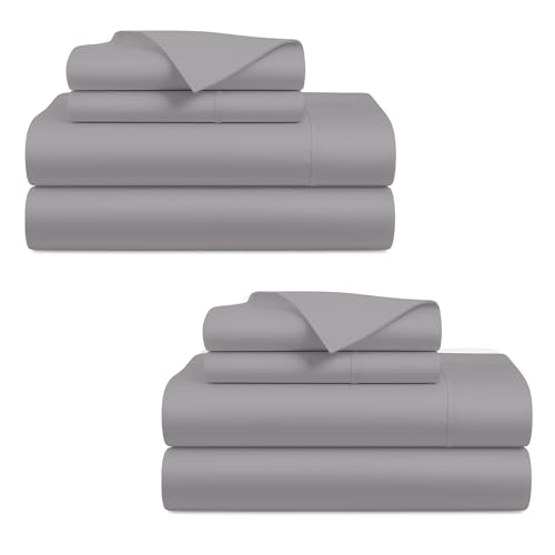 Egyptian Cotton King Sheet Set - Silver Grey 04 - 2 Pack Bed Sheets