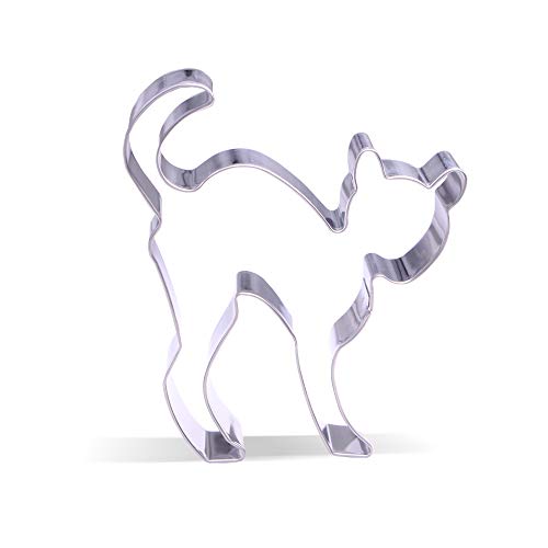 Stainless Steel Scared Cat Cookie Cutter - 4.2 Inch Halloween Baking Tool