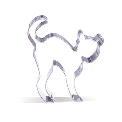 Stainless Steel Scared Cat Cookie Cutter - 4.2 Inch Halloween Baking Tool