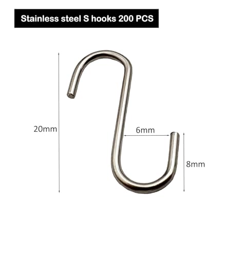 0.8 Inch Stainless Steel S Hooks 200 Pcs Small Jewelry & Ornament Hangers