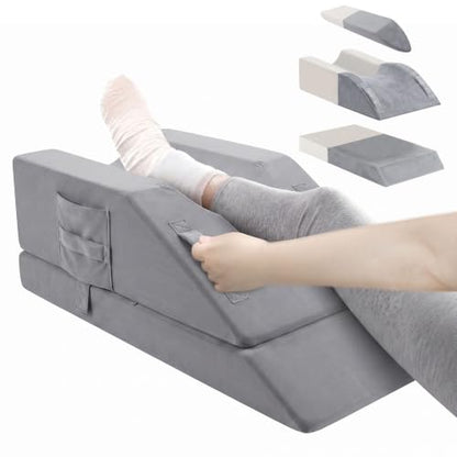Adjustable Leg Elevation Pillow for Post-Surgery & Swelling Relief - Memory Foam Wedge