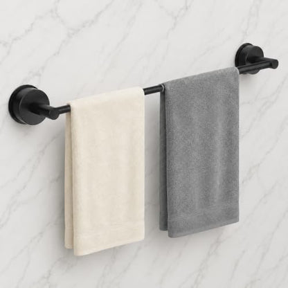 Suction Cup Towel Bar for Bathroom Wall - Matte Black, 14.6-24 Inches