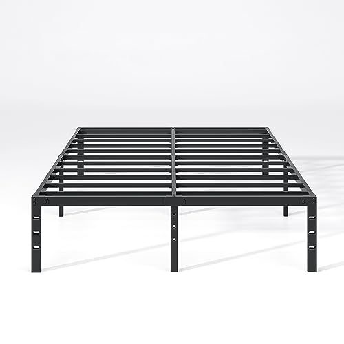 NEW JETO Metal Bed Frame,Twin Size Bed Frame with Storage Space,Heavy Duty Sturdy Mattress Foundation,Easy Assembly,No Box Spring Needed, Black,14 Inch,Twin