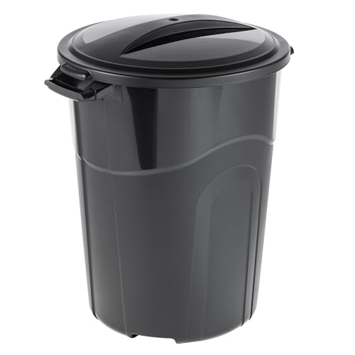 32 Gallon Heavy Duty Plastic Trash Can with Lid - Indoor & Outdoor Black
