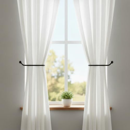 Black Aluminum Curtain Tieback Hooks, Window Treatment Holdbacks for Living Room & Bedroom (1 Pair)