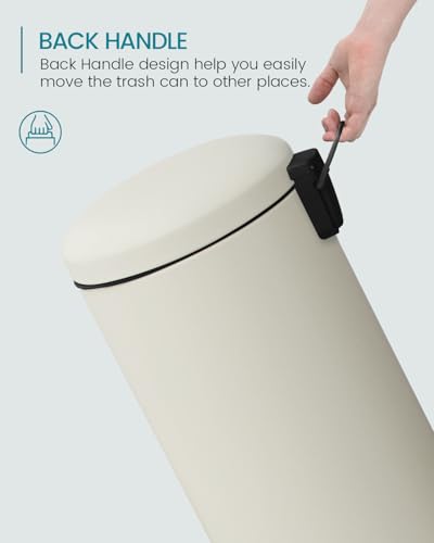 30L Pedal Trash Bin with Soft Close Lid and Removable Inner Bucket - Beige