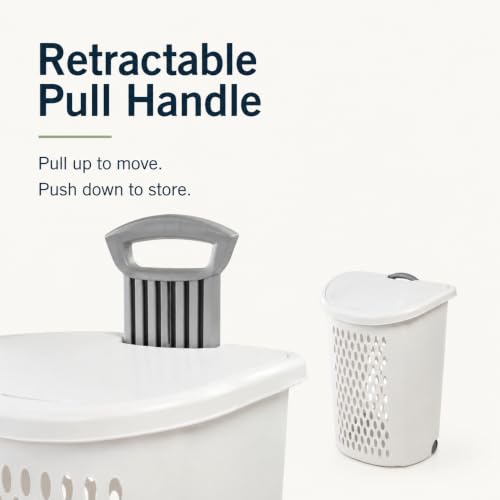 Laundry Basket with Wheels 2 Bushel Flip-Top Lid for Dorms and Apartments
