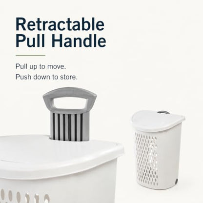 Laundry Basket with Wheels 2 Bushel Flip-Top Lid for Dorms and Apartments