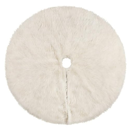 60 Inch White Faux Fur Christmas Tree Skirt - Extra Large Snow White Holiday Decor