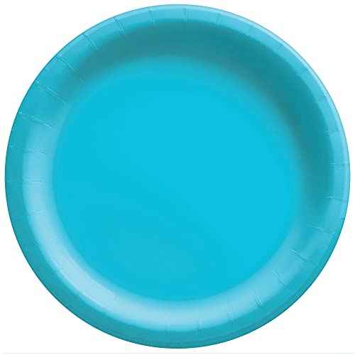Caribbean Blue Round Paper Plates - 10" (20 Pc) - Perfect for Parties, Picnics, & Everyday Meals