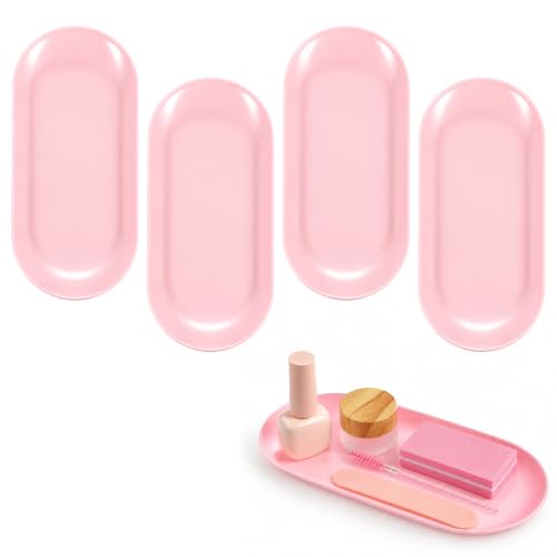 Pink Plastic Nail & Jewelry Storage Trays - Set of 4