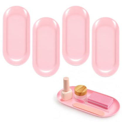 Pink Plastic Nail & Jewelry Storage Trays - Set of 4