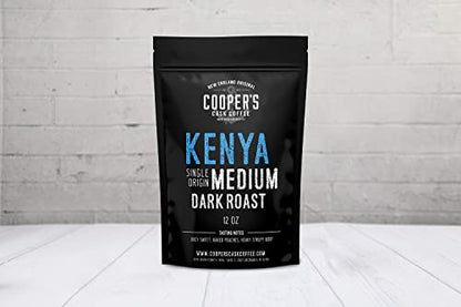 Kenya AA Medium Dark Roast Coffee Beans, Single Origin Whole Bean Coffee, Full Bodied Gourmet Coffee - 12 oz Bag