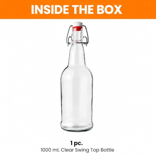 FastRack 33oz Clear Glass Swing Top Bottle - Pack of 1, Regular Flip Top