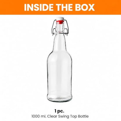 FastRack 33oz Clear Glass Swing Top Bottle - Pack of 1, Regular Flip Top