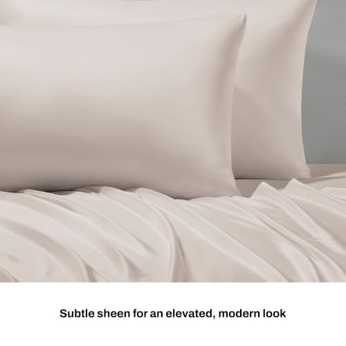 DKNY Matte Satin Pillowcase Set - Soft & Silky Linen Beige, Standard, 2 Pieces
