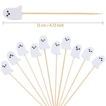 Halloween Ghost Toothpicks for Appetizers and Drinks - 100 Pack