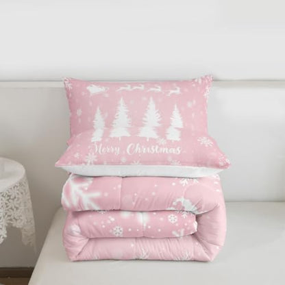Pink Christmas Comforter Set Queen Size Bedding - Multi 11 Style