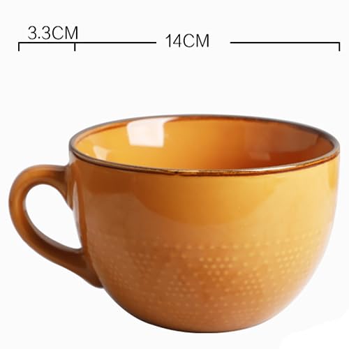 Orange Ceramic Soup Mug with Handle - 24 Ounce XXL Coffee Tea Cereal Bowl