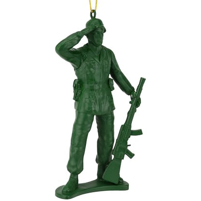 Vintage Army Soldier Christmas Ornament - Green Toy Military Figurine
