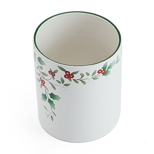 Pfaltzgraff Winterberry Kitchen Utensil Crock Holder - 6 Inch Holiday Decor
