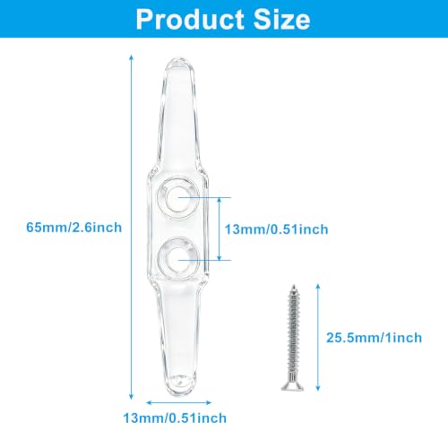 24 Pack Clear Cord Cleats - Transparent Plastic Rope Winder for Window Safety